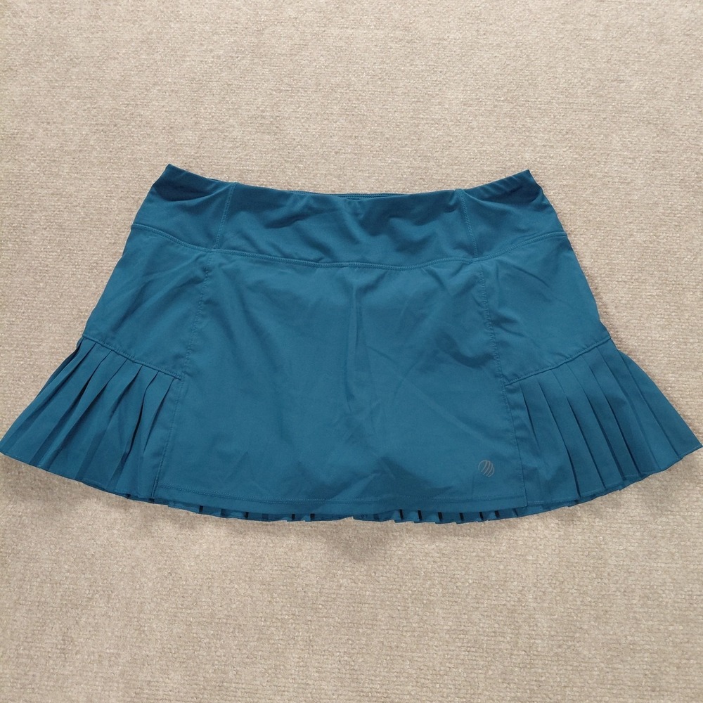 Woman's Athletic MPG Skort Size L Teal Pleated With Pocket On Shorts For Balls